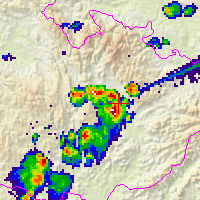 Výřez radarového snímku z 17. 8. 2009, 16:00 SELČ. (Data © 2009 ČHMÚ)