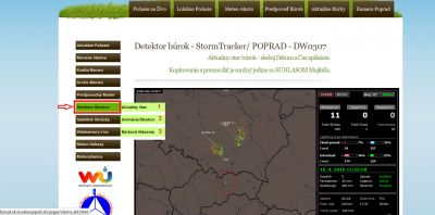 webstranka - zalozka &quot;Detektor Bleskov&quot;