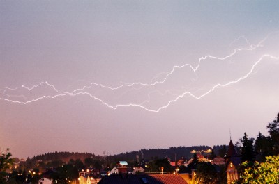 Jablonec nad Nisou, 9.6.2010,pohled na JVV, dvojitý blesk